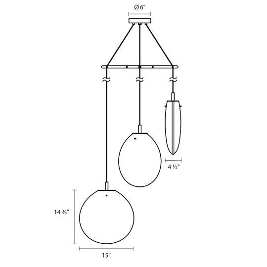 Cantina 36 Inch 3 Light LED Multi Light Pendant by SONNEMAN
