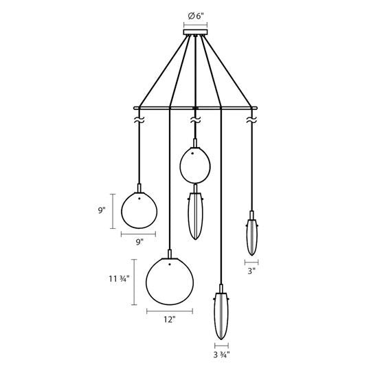 Cantina 42 Inch 6 Light LED Multi Light Pendant by SONNEMAN