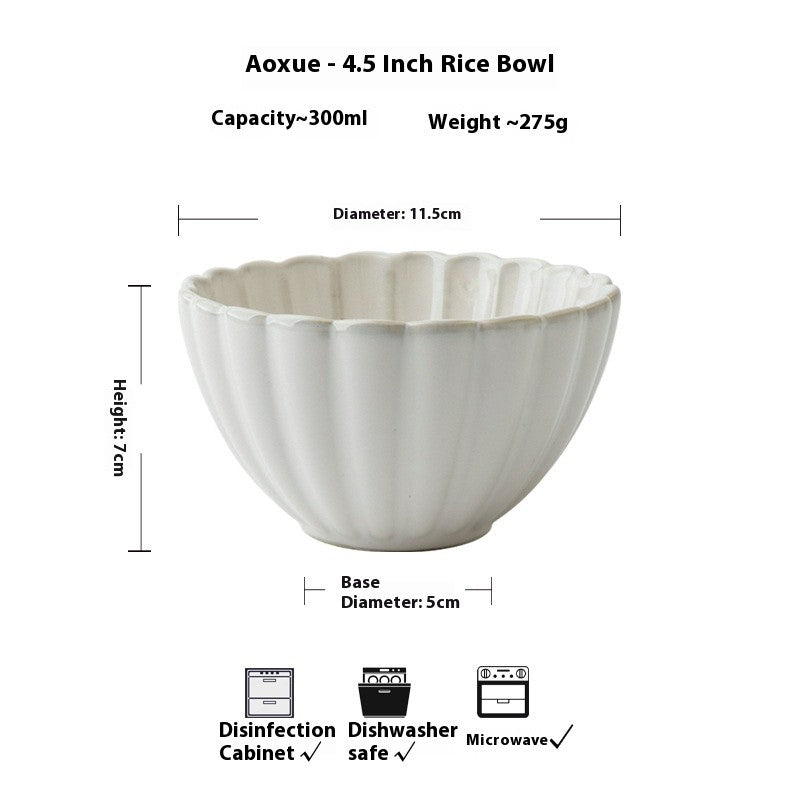 Aoxue Embossed Retro Kiln Rice Bowl