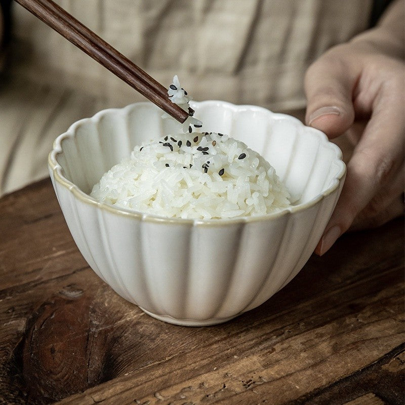 Aoxue Embossed Retro Kiln Rice Bowl