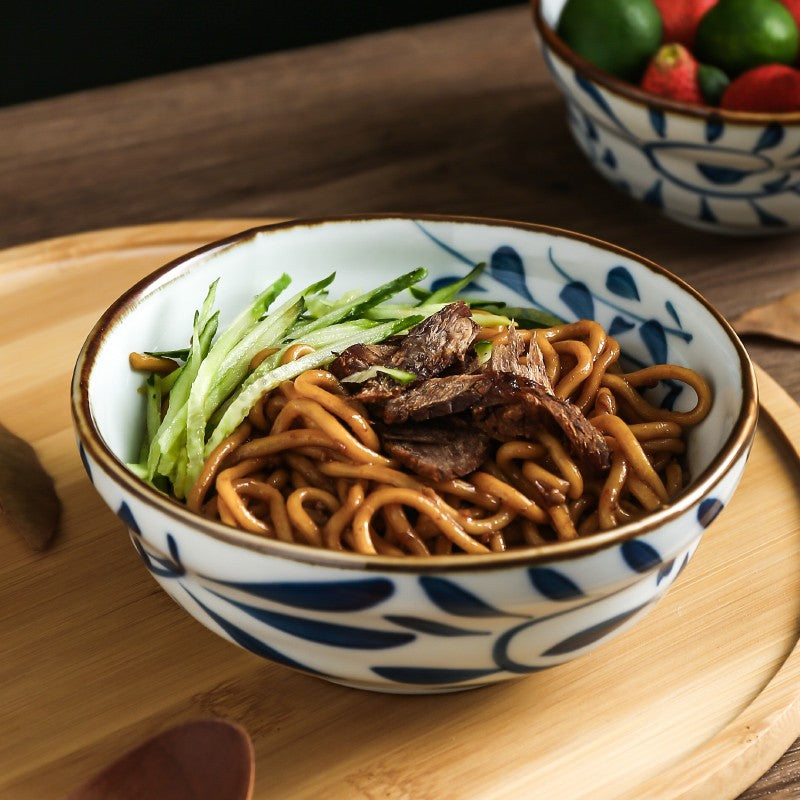 IndigoVine Hand-Drawn Lotus Bowl