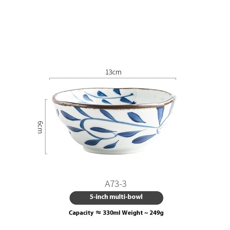 IndigoVine Hand-Drawn Lotus Bowl