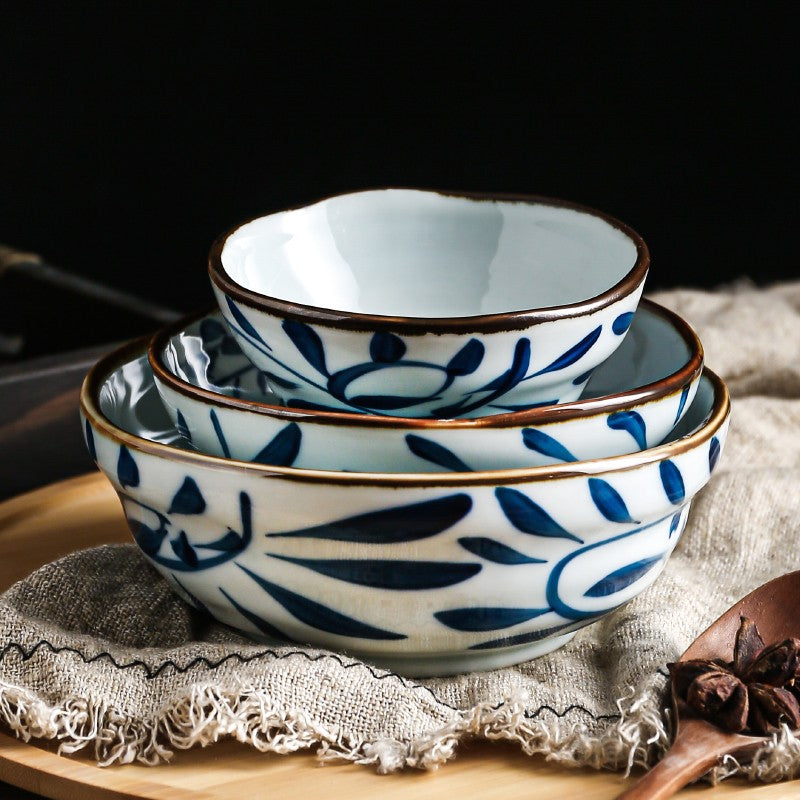 IndigoVine Hand-Drawn Lotus Bowl