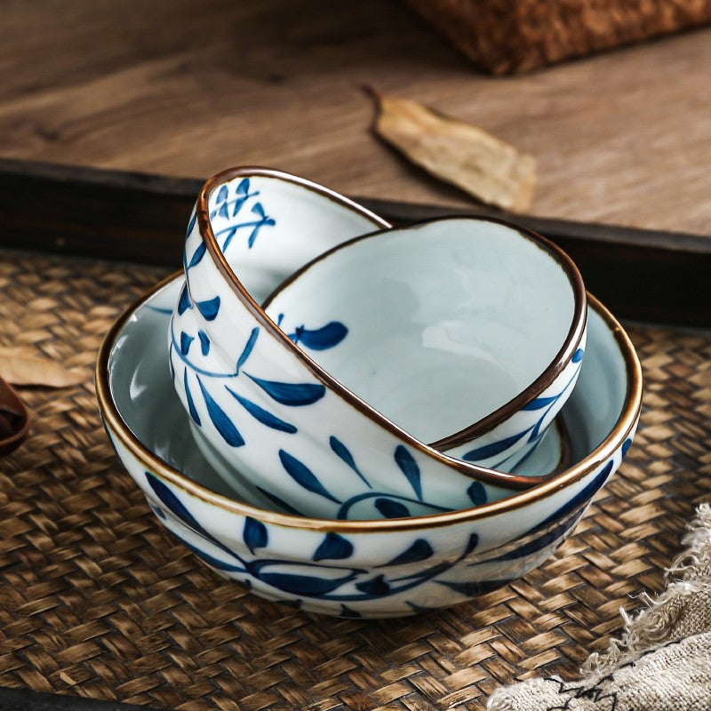 IndigoVine Hand-Drawn Lotus Bowl