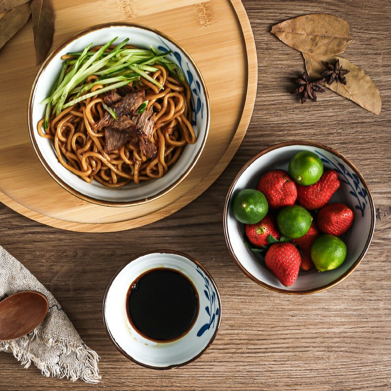 IndigoVine Hand-Drawn Lotus Bowl