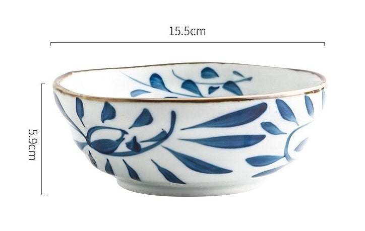 IndigoVine Hand-Drawn Lotus Bowl