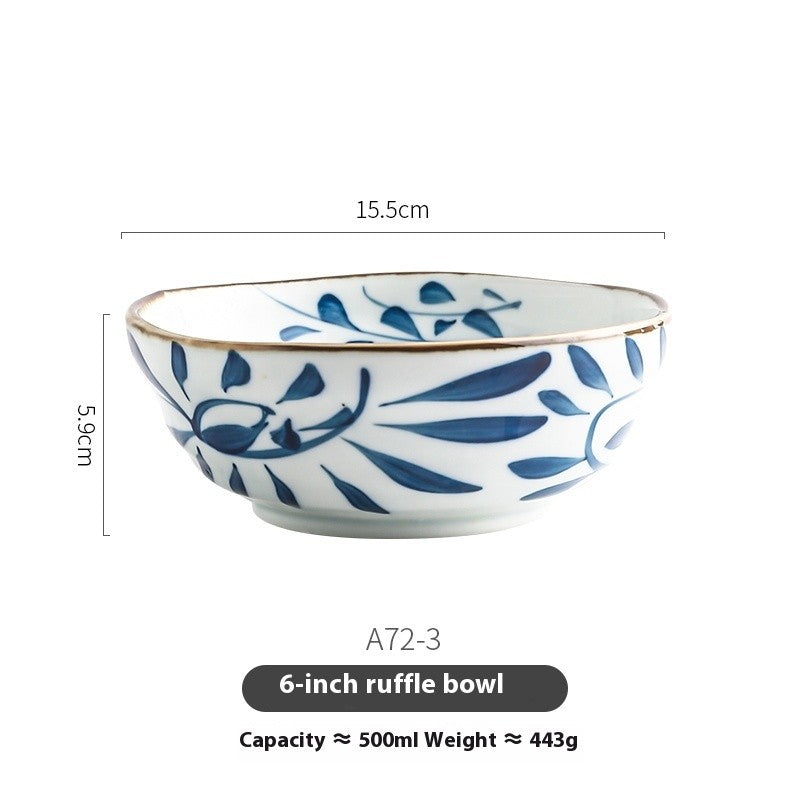 IndigoVine Hand-Drawn Lotus Bowl