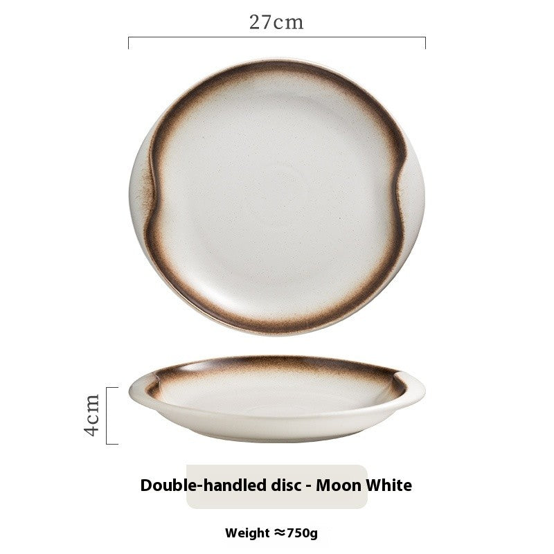 Luna Twin-Handle Ceramic Serving Plate
