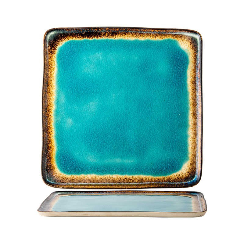 Ocean Crest Crackle-Glaze Square Plate