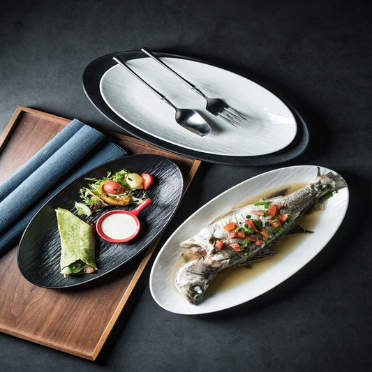 Quicksand Oval Glazed Fish Plate