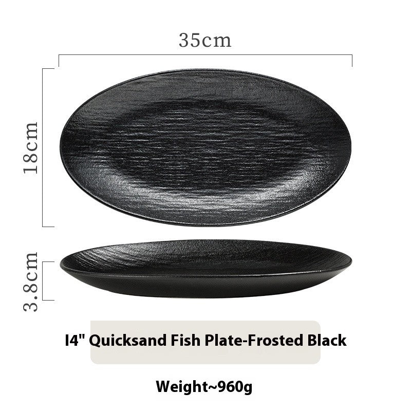 Quicksand Oval Glazed Fish Plate