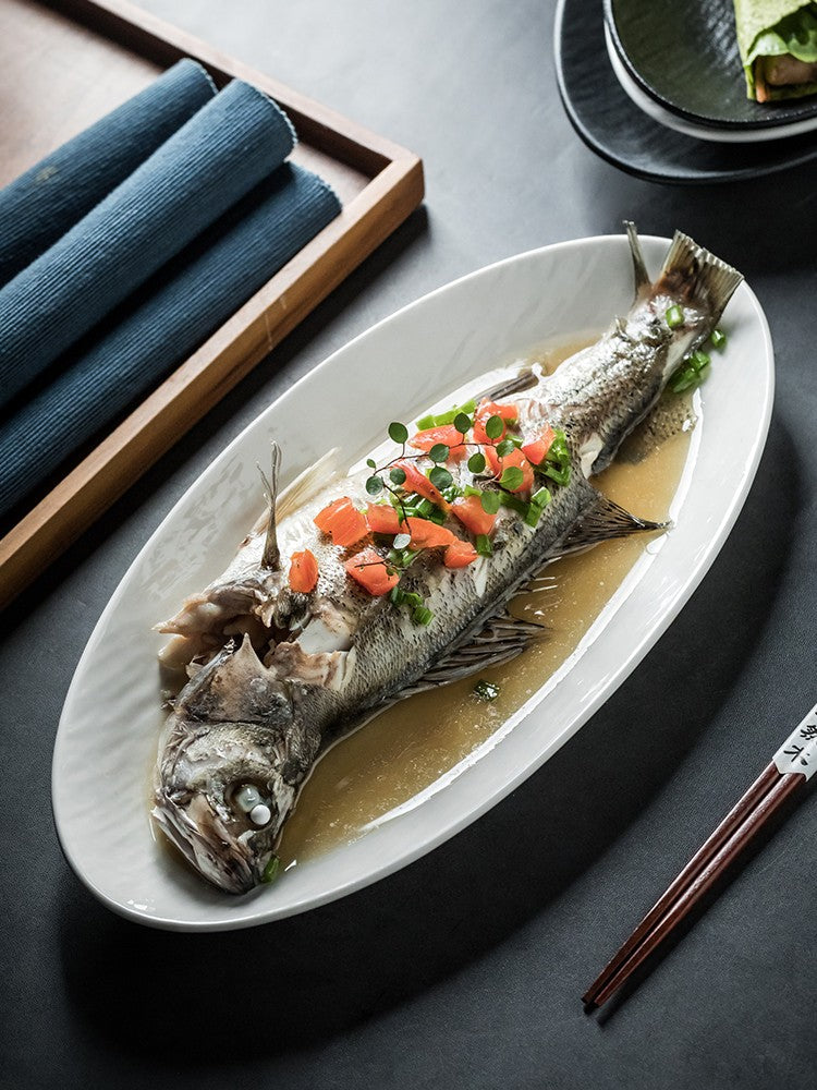 Quicksand Oval Glazed Fish Plate