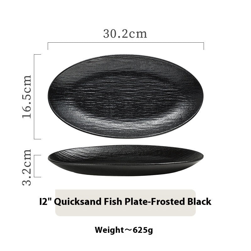 Quicksand Oval Glazed Fish Plate