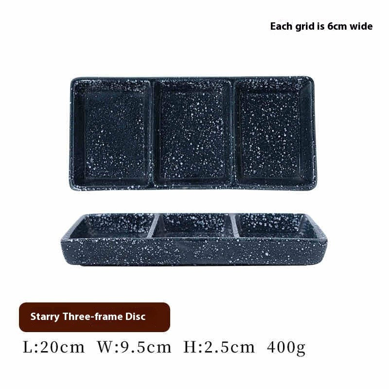 RetroGrid Porcelain Sauce Trio Plate