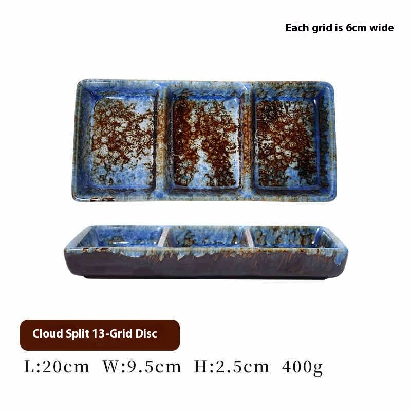 RetroGrid Porcelain Sauce Trio Plate