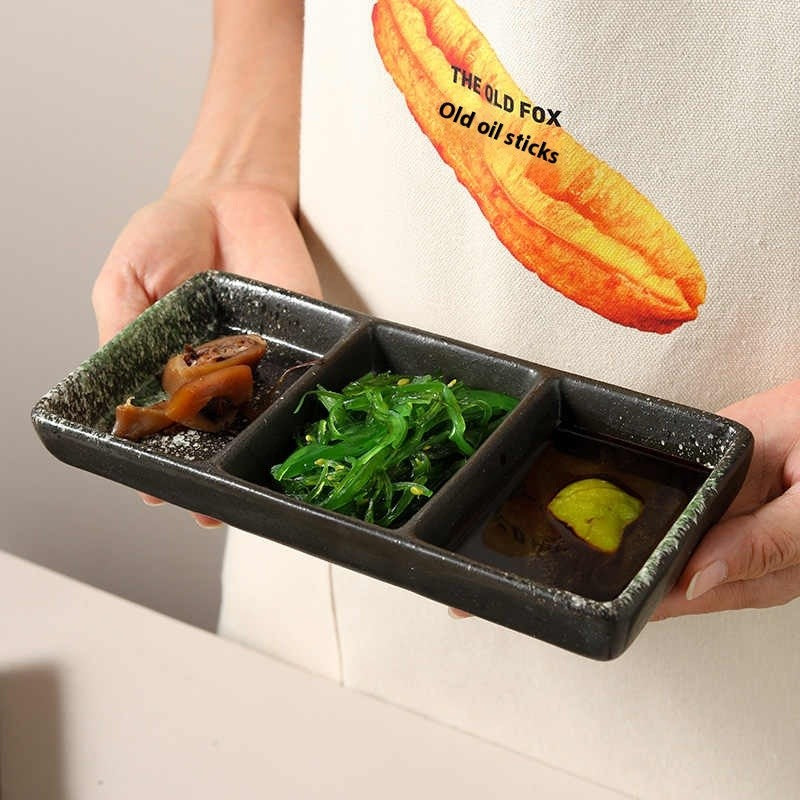 RetroGrid Porcelain Sauce Trio Plate