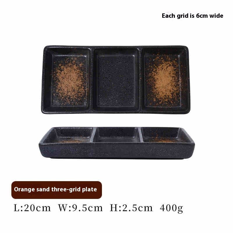 RetroGrid Porcelain Sauce Trio Plate