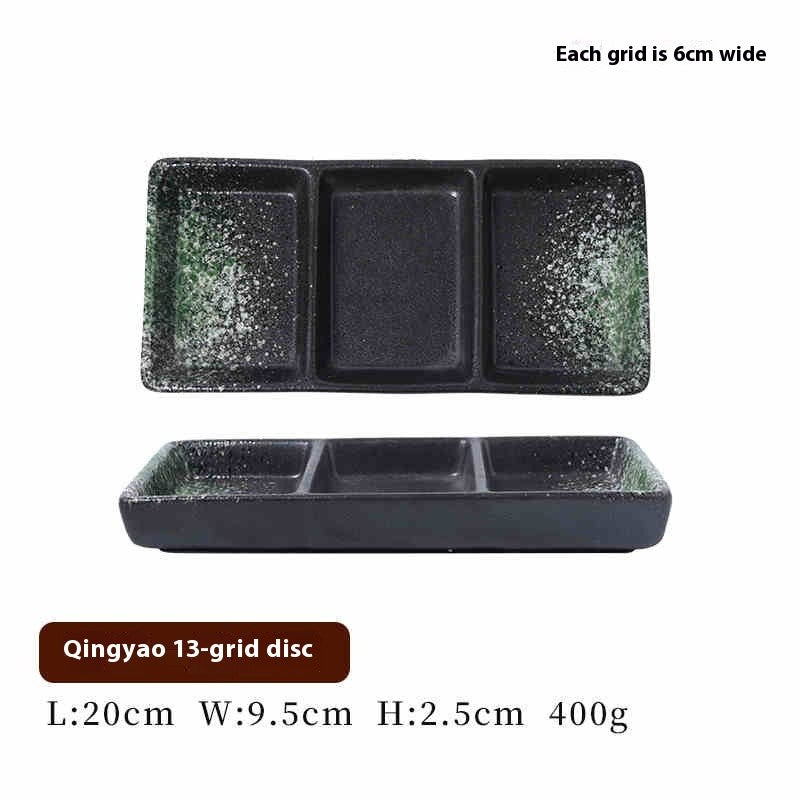 RetroGrid Porcelain Sauce Trio Plate