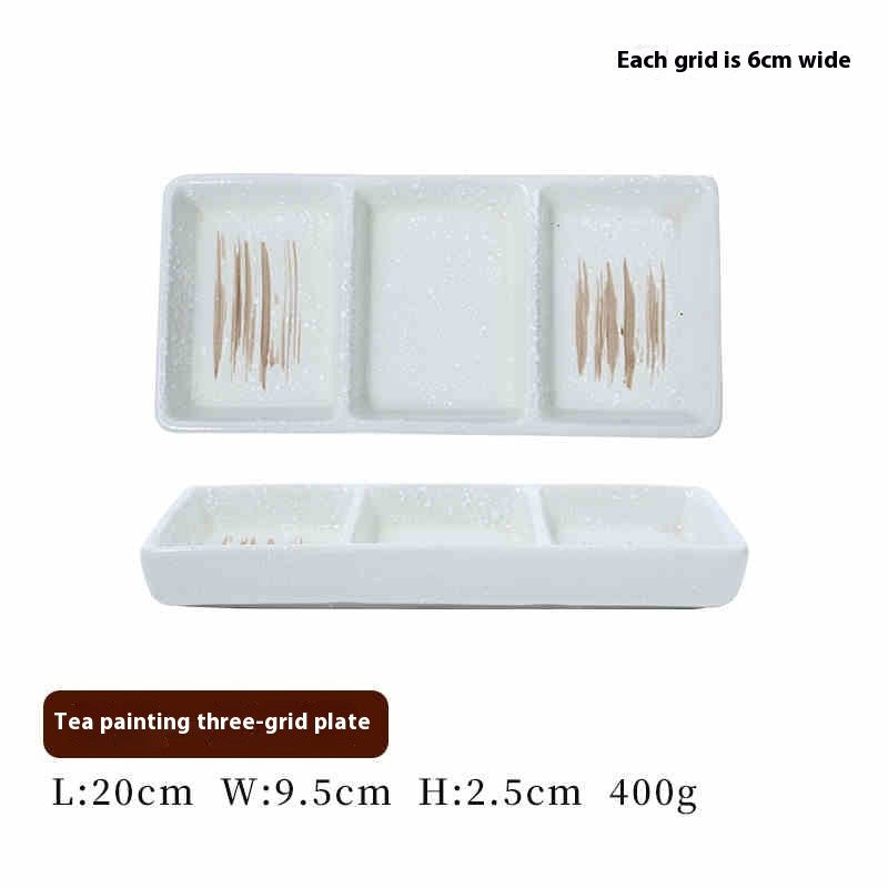 RetroGrid Porcelain Sauce Trio Plate