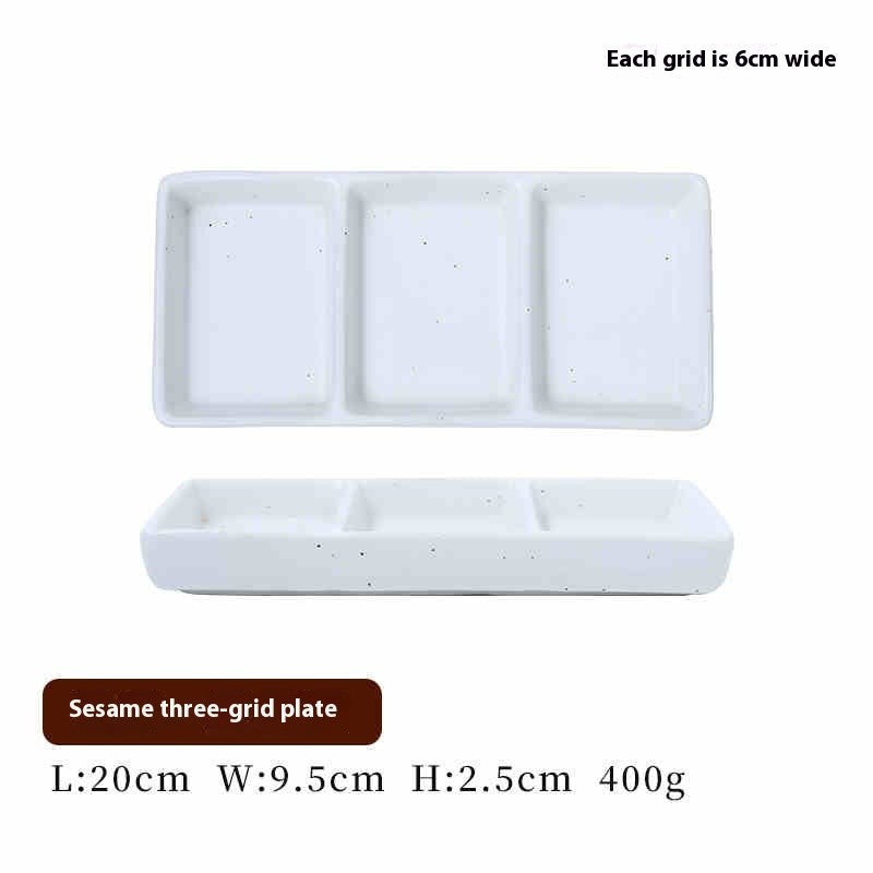 RetroGrid Porcelain Sauce Trio Plate