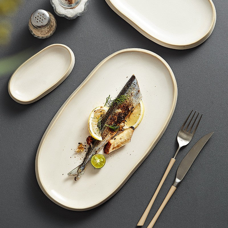 Tideleaf Oval Ceramic Serving Plate