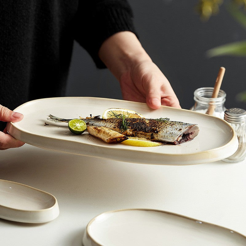 Tideleaf Oval Ceramic Serving Plate